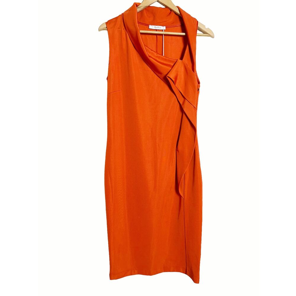 MaxMara Red Sleeveless Mirte Sheath Stretchy Cocktail Dress Size 10 - Picture 2 of 7